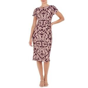 Js Collections Women's Brielle Soutache Sheath Dress - Plum Rose Gold Size 4